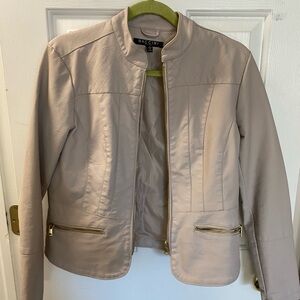 Baccini Women's Light Taupe Faux Leather Zip Jacket